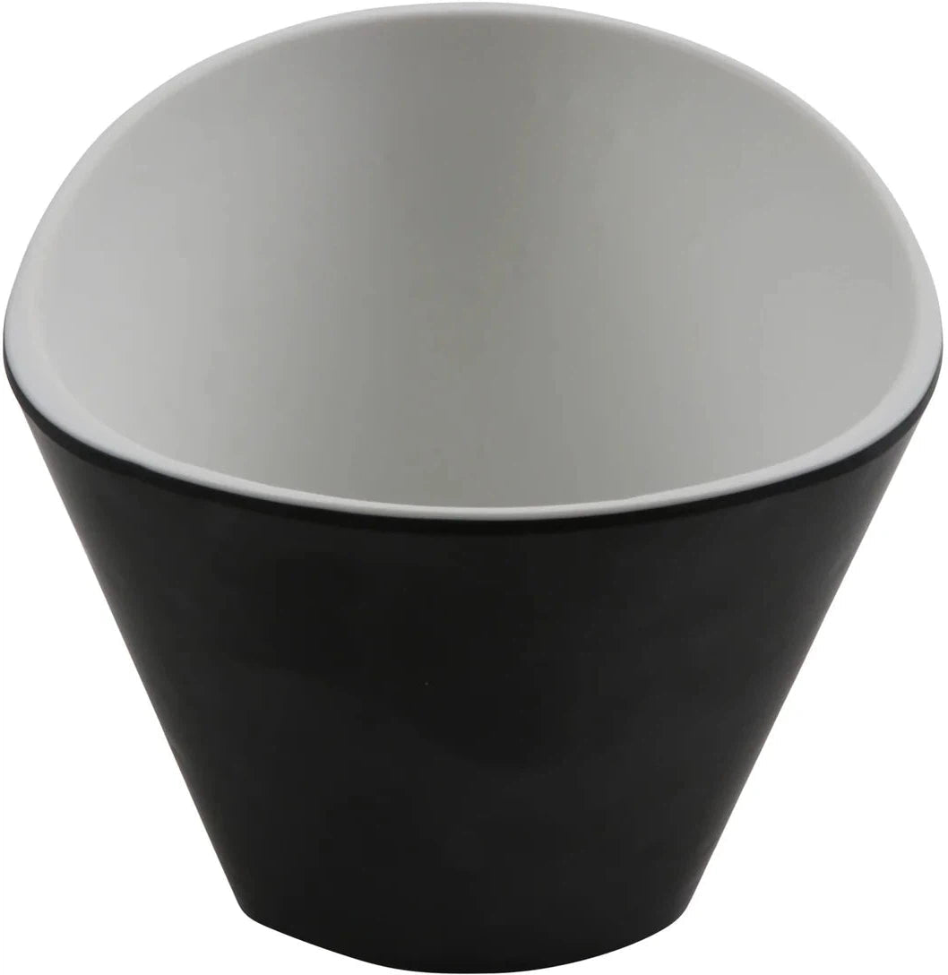 Cheforward - Revive 16 Oz Black/Touch of Honey Triangle Melamine Bowl with a Hammered Texture (18 Oz Rim-Full) - 30896-TOH/BK