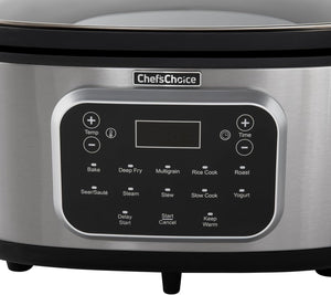 Chef's Choice - 6 Qt Capacity Black Stainless Steel Non-Stick Extra-Large 20-in-1 Multi Slow Cooker - VCCC20SS13