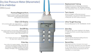 Comark - 0-2 PSI Dry Use Pressure Meter - C9551 (Special Order 3-4 Weeks)