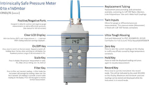 Comark - 0-2 PSI Intrinsically Safe Pressure Meter - C9501/IS (Special Order 3-4 Weeks)