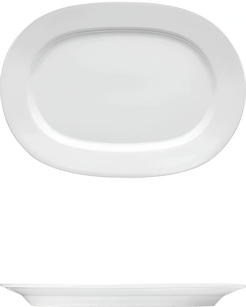 Corby Hall - Synergy 11.75" x 8.5" White Porcelain Racetrack Oval Platter, Pack of 6 - 0060055