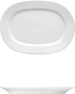 Corby Hall - Synergy 11.75" x 8.5" White Porcelain Racetrack Oval Platter, Pack of 6 - 0060055