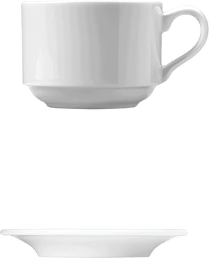 Corby Hall - Synergy 8 Oz White Porcelain Stacking Cup, Pack of 12 - 0081564