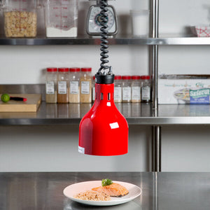 Cres Cor - 60" Retractable Ceiling Mount Red Finish Infrared Bulb Food Warmer - EO IFW-63-10-R