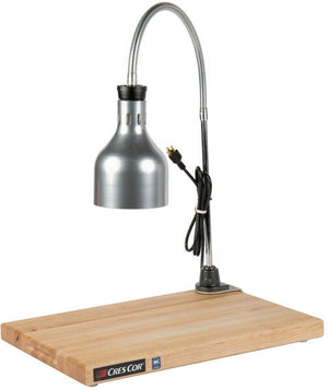 Cres Cor - Portable Carving Station With Wood Cutting Board, Nickel Polished Lamp - EO IFW-61-GL-10PN