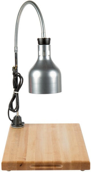 Cres Cor - Portable Carving Station With Wood Cutting Board, Nickel Polished Lamp - EO IFW-61-GL-10PN