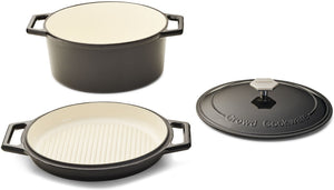 Crowd Cookware - 11.4" Tasman Recycled Black Dutch Oven With Grill & Traditional Lid - 77686