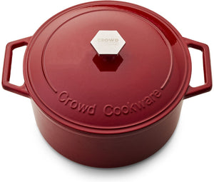 Crowd Cookware - 11.4" Tasman Recycled Red Dutch Oven With Grill & Traditional Lid - 77685