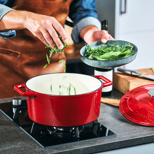 Crowd Cookware - 11.4" Tasman Recycled Red Dutch Oven With Traditional Lid - 77682