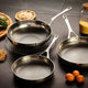 Crowd Cookware - 9",11" Blackbeard Stainless Steel Frying Pans and 11" Wok Pan (24 + 28 cm + Wok 28 cm) - 77524