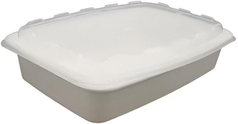 Cube Packaging - 10" X 7" X 3", 56 Oz White Rectangular Container Combo, 100/Cs - CUBCR1156W