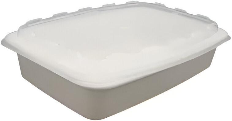 Cube Packaging - 11" X 7" X 1.8", 48 Oz White Rectangular Container Combo, 100/Cs - CUBCR1147W