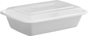 Cube Packaging - 38 Oz White 8.20" x 5.50" x 2.15" Crown Rectangular Container with Lid Combo, Pack of 150 - CR937W