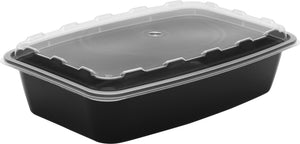 Cube Packaging - 56 Oz Black 10.25" x 6.80" x 2.17" Rectangle Container with Lid Combo, Pack of 100 - CR1156B