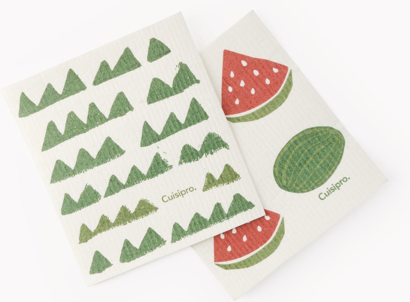 Cuisipro - 7.87" x 6.7" Pack of 2, Green Triangle/Watermelon All Purpose Eco-Cloth- 747948