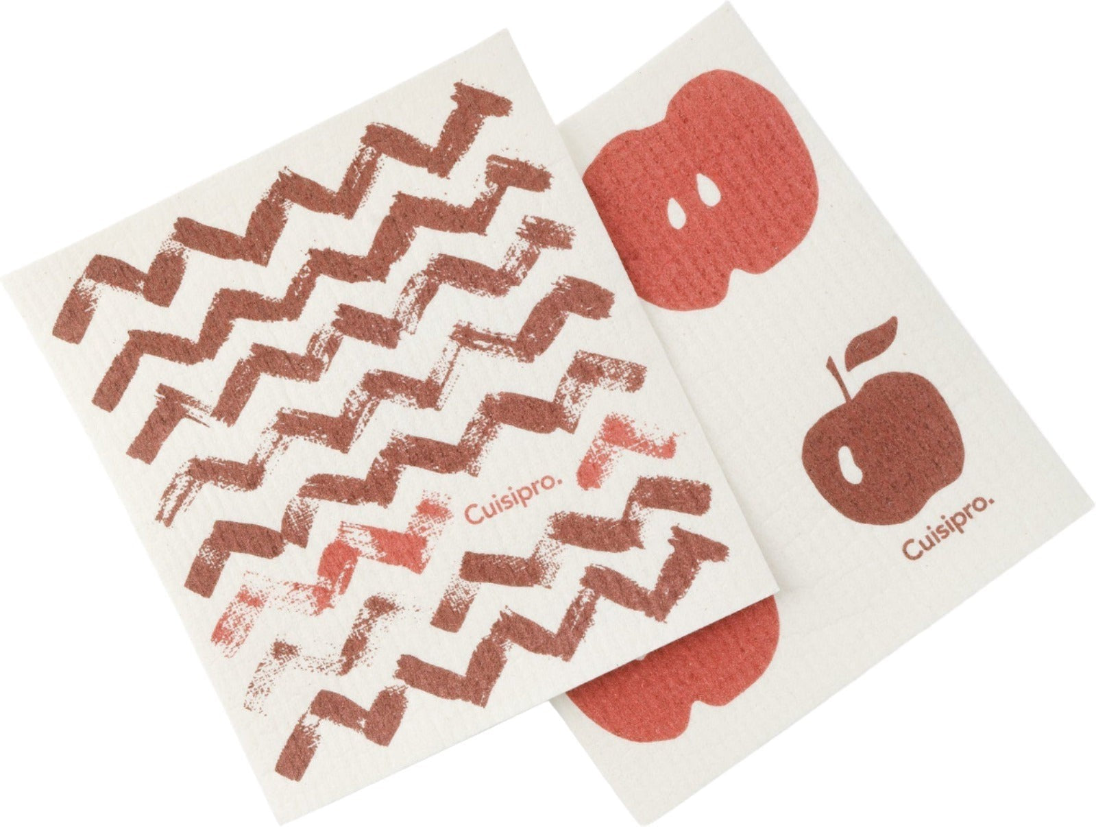 Cuisipro - 7.87" x 6.7" Pack of 2, Red ZigZag/Apple All Purpose Eco-Cloth - 747952