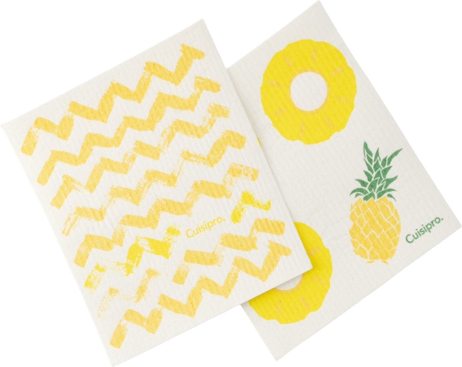 Cuisipro - 7.87" x 6.7" Pack of 2, Yellow ZigZag/Pineapple All Purpose Eco-Cloth - 747951