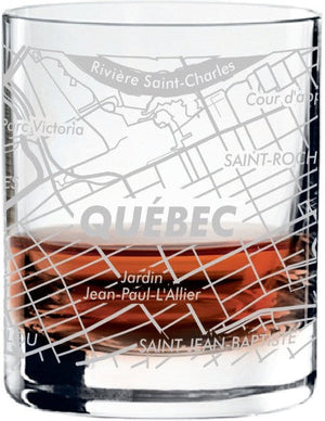 Cuisivin - 10.8 Oz Quebec City Map Whisky Glass, Pack of 6 - 8470QUE.BK