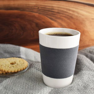 Cuisivin - 11.8 Oz Velour Band Porcelain Mug Grey Band - 6601VGY