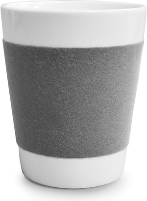 Cuisivin - 13.8 Oz Velour Grey Band Porcelain Mug with Handle - 6603VGY