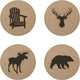 Cuisivin - Corky Round Muskoka Print Coaster With Holder, Set of 4 - 4630MUSK