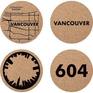 Cuisivin - Corky Round Vancouver Print Coaster With Holder, Set of 4 - 4630VAN