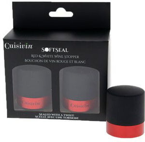 Cuisivin - Red Soft Seal Wine Stopper, Pack of 2 - 4416