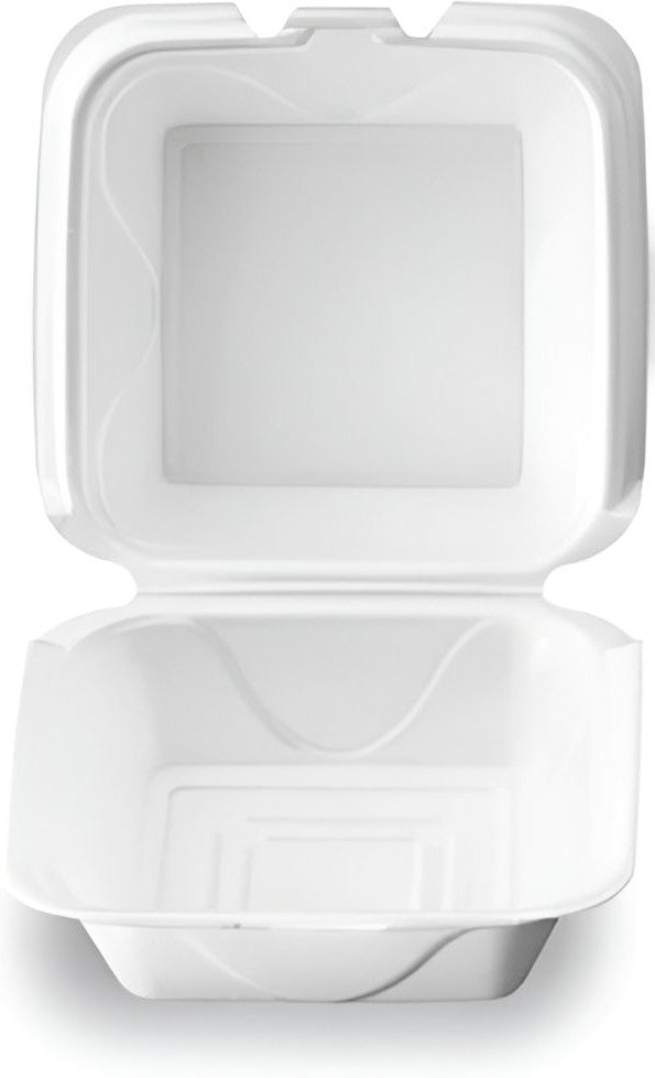 Darnel - 5.125" x 5.25" x 2.75" White Small Foam Sandwich Hinged Container, Pack of 500 - DU402101