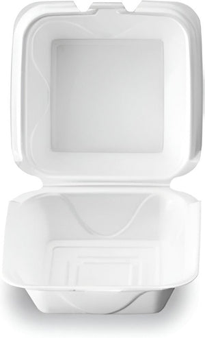 Darnel - 5.125" x 5.25" x 2.75" White Small Foam Sandwich Hinged Container, Pack of 500 - DU402101