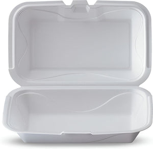 Darnel - 5.25" x 8.31" x 2" White Foam A-101 Shallow Rectangle Hinged Container, 200/Cs - DU40B101S