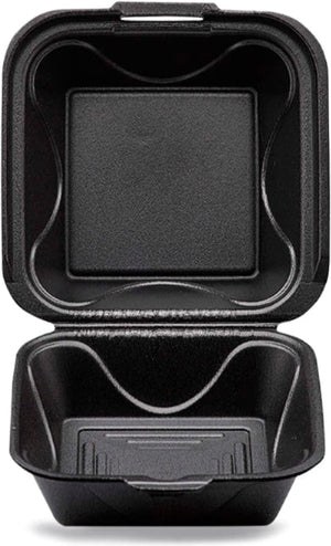 Darnel - 6.25" x 6.25" x 3.22" Black Medium Foam Sandwich Hinged Container, 500/Pc - DU401199