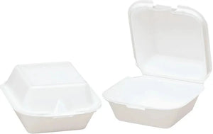 Darnel - 8.4" x 8.4" x 2.8" Foam White Medium Hinged Container, Pack of 200 - DU4051101