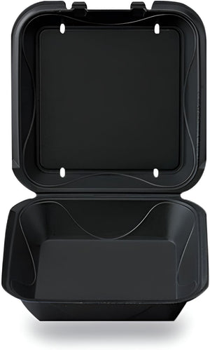 Darnel - 9.18" x 9.18" x 3" Black Large Foam Hinged Container, Pack of 200 - DU4061199V