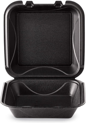 Darnel - 9.18" x 9.18" x 3" Black Large Foam Hinged Container, Pack of 200 - DU4061199