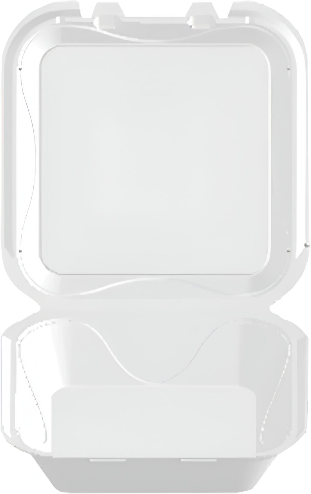 Darnel - 9.18" x 9.18" x 3" White Foam Vented Large Hinged Container, 200/Cs - DU4061101