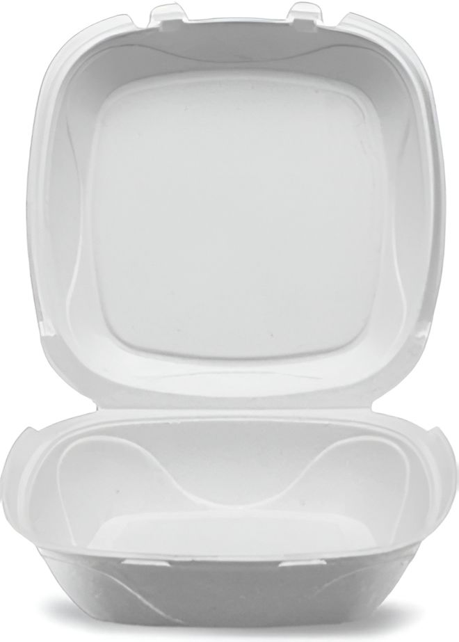 Darnel - 9.18" x 9.18" x 3" White Large Foam Hinged Container, Pack of 200 - DU4061101