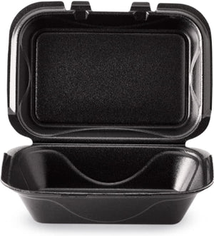 Darnel - 9.25" x 6.5" x 2.88" Rectangular Black Foam Hinged Container, Pack of 200 - DU403199