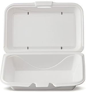 Darnel - Heavy Duty Rectangular White Foam Hinged Container, 200/cs - DU403101HV