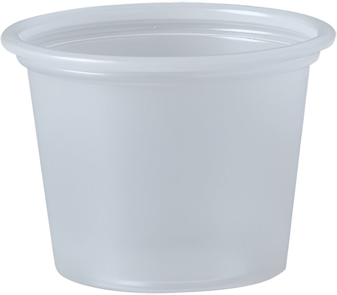 Dart - 1 Oz Solo Souffles Translucent Plastic Portion Cups, Pack of 250- P100N