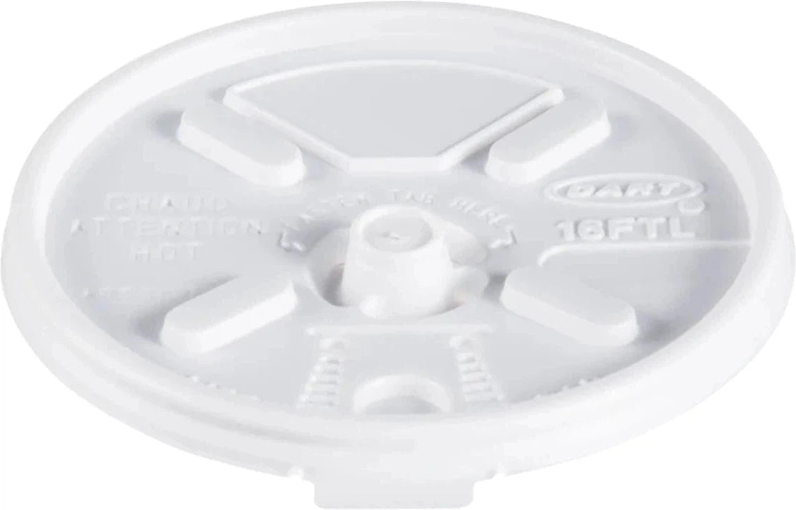 Dart - 12-24 Oz HIPS Plastic White Lift 'n' Lock Lid, 1000/Cs - 16FTL