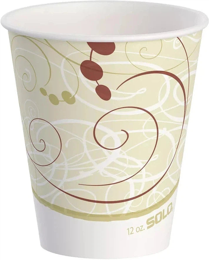 Dart - 12 Oz Solo Symphony Design Waxed Cold Paper Cups, Pack of 2000 - RP12NP-J8000