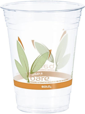 Dart - 16 Oz Solo Bare Eco-Forward RPET Ultra Clear Plastic Cups Leaf Design, 1000/cs - RTP16DBARE