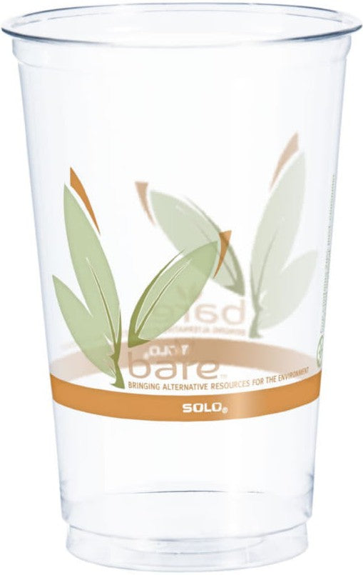 Dart - 20 Oz Solo Bare Eco-Forward RPET Ultra Clear Plastic Cups Leaf Design, 1000/cs - RTN20BARE