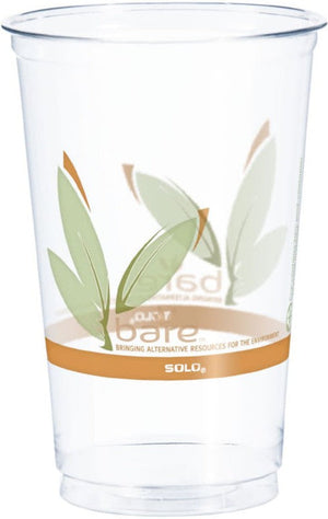 Dart - 20 Oz Solo Bare Eco-Forward RPET Ultra Clear Plastic Cups Leaf Design, 1000/cs - RTN20BARE