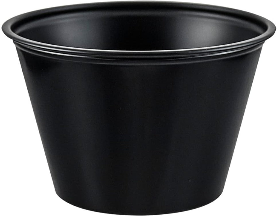 Dart - 4 Oz Solo Souffles Black Plastic Portion Cups, Pack of 250 - P400BLK