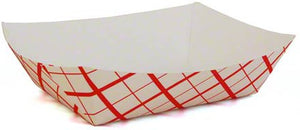 Dart - 5 lb Red Plaid Paper Food Tray, Pack of 500 - NFT5-1011