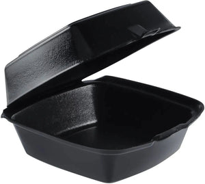 Dart - 5.9" x 6" x 3" Black Insulated Sandwich Foam Hinged Container, 500/Cs - 60HTB1