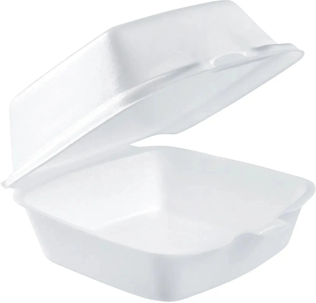 Dart - 5.9" x 6" x 3" White Insulated Sandwich Foam Hinged Container, 500/Cs - 60HT1