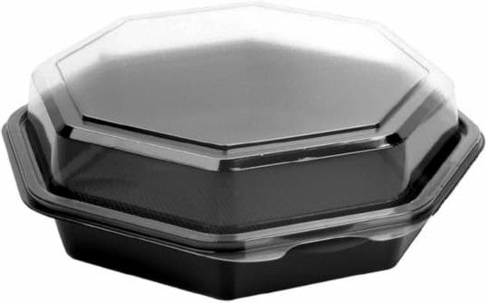 Dart - 7.5" PS Plastic Creative Carryouts OctaView Medium Containers, 100/cs - 865611-PS94