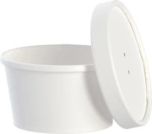 Dart - 8 Oz White Squat DSP Paper Food Container and Lid Combo Pack of 250 - KHSB8A-2050